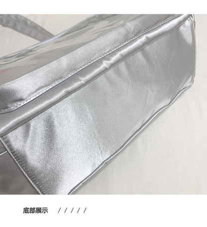 Lolita Satin Ita Bag Tote — Ruffle Bow Clear Window Bag for Photocards, Anime Pins & K-pop Merch