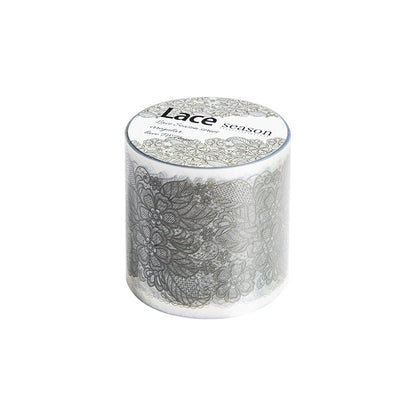 Single grey lace PET tape roll in cylindrical canister packaging