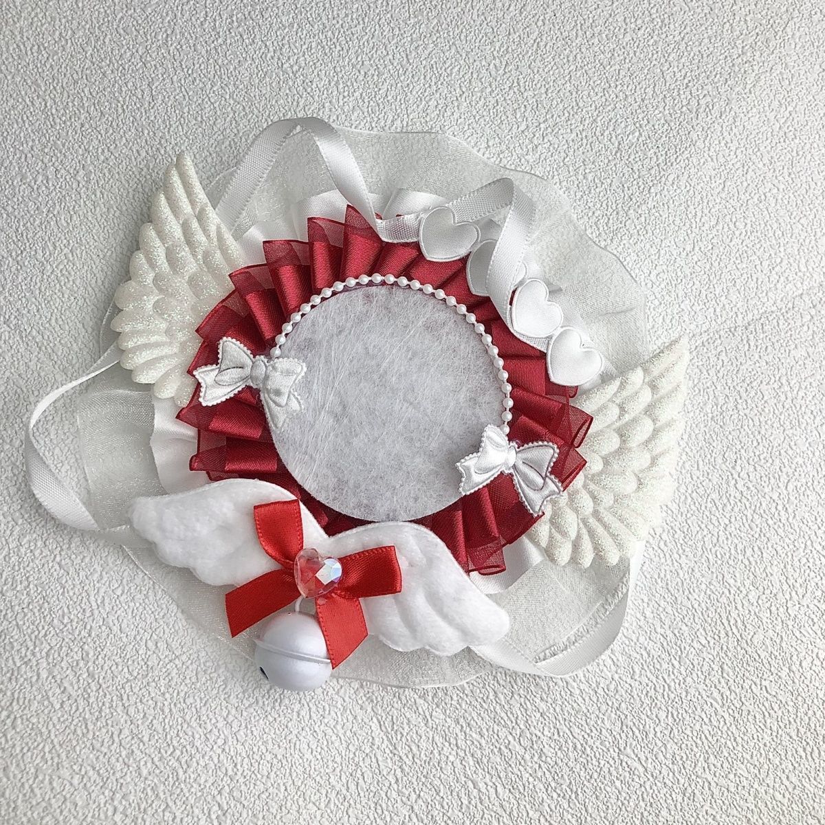 Red white angel wing 58mm badge display holder frame