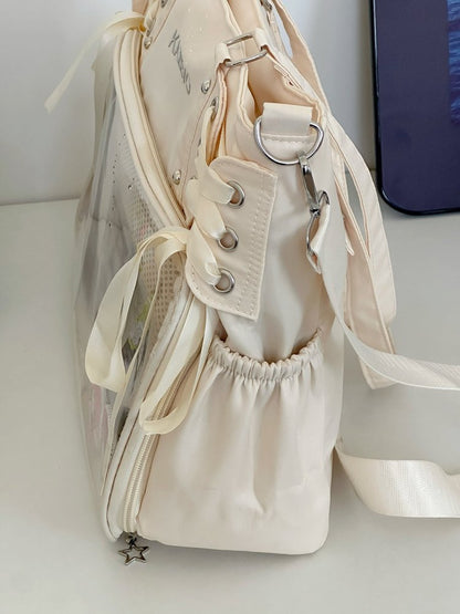 Lace-Up Ita Bag — Large Clear Display Tote & Crossbody for Anime Pins & Photocards
