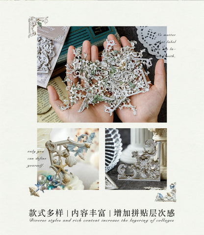 Hollow Relief Retro Corner Stickers — Baroque Floral Scrapbook Embellishments