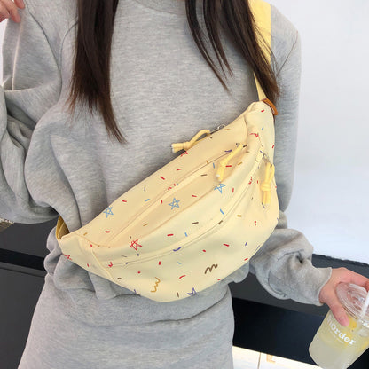 Kawaii Confetti Print Nylon Chest Bag — Women's Crossbody Sling Fanny Pack