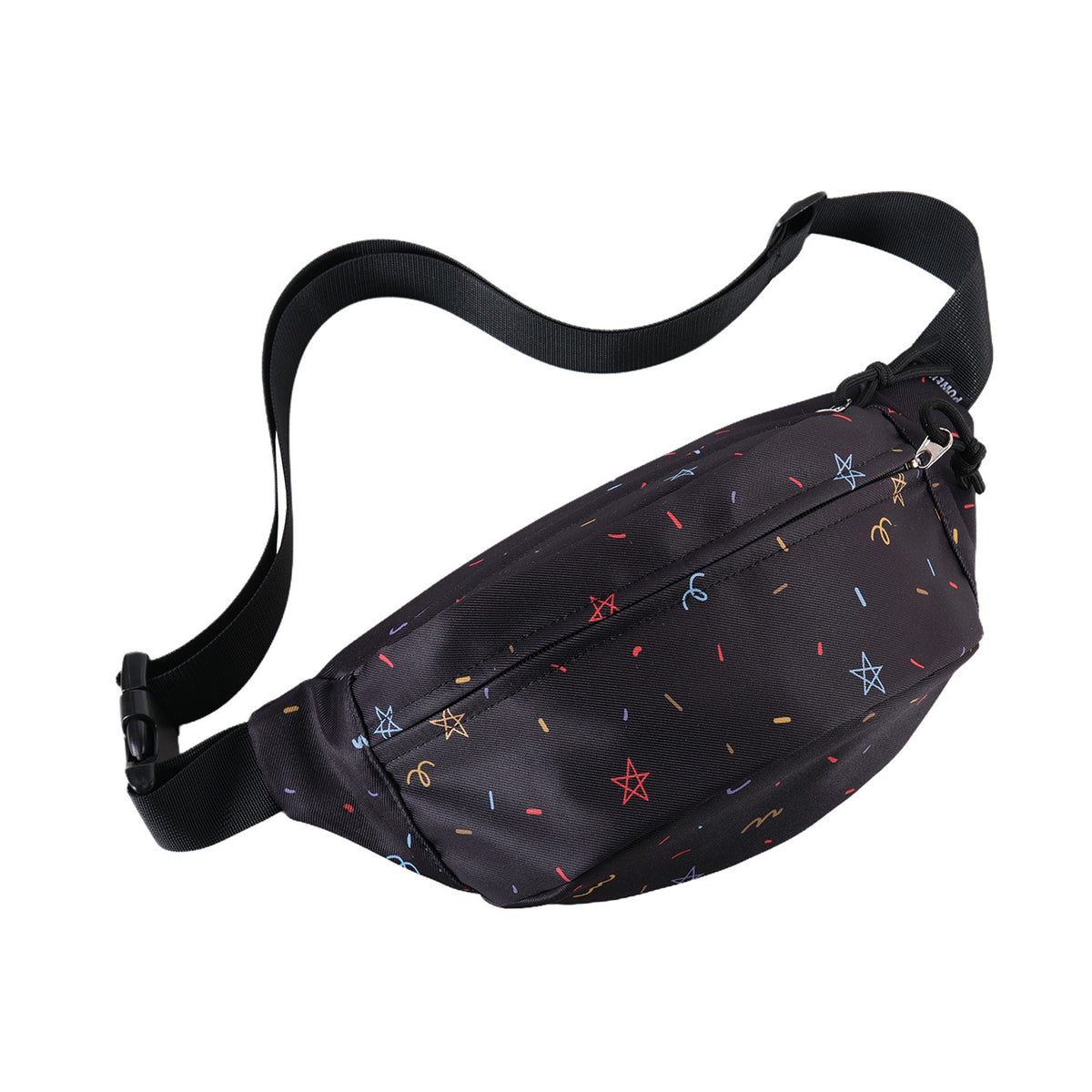 Kawaii Confetti Print Nylon Chest Bag — Women's Crossbody Sling Fanny Pack