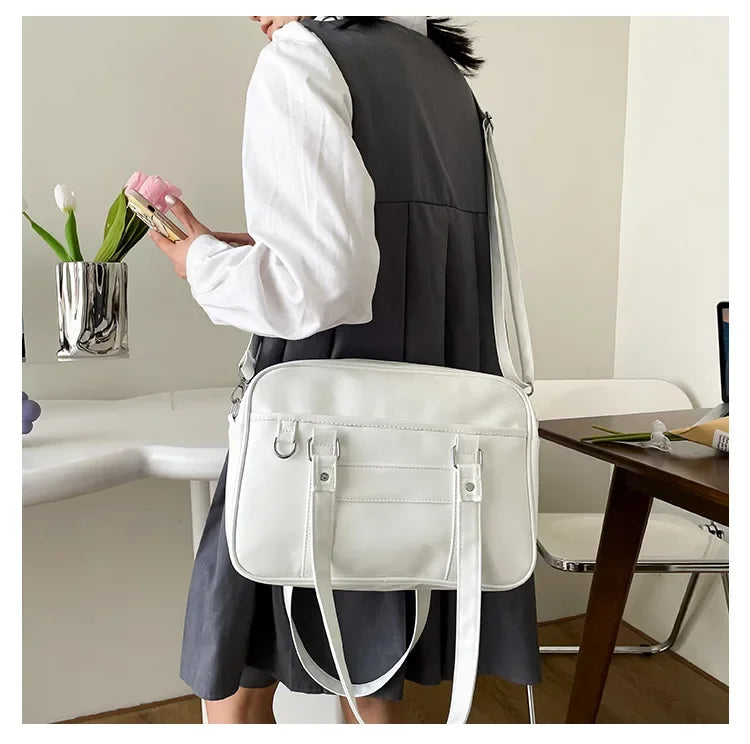 Basic JK PU Leather Shoulder Bag Soft Crossbody School Tote Handbags - Ita Bag Lover