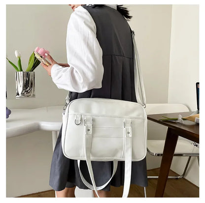 Basic JK PU Leather Shoulder Bag Soft Crossbody School Tote Handbags - Ita Bag Lover