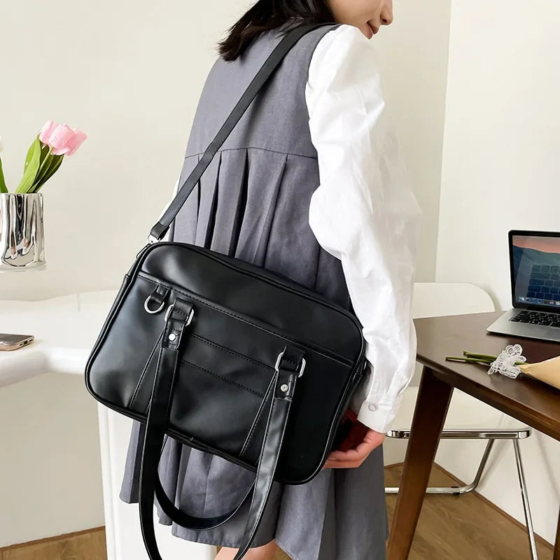 Basic JK PU Leather Shoulder Bag Soft Crossbody School Tote Handbags - Ita Bag Lover