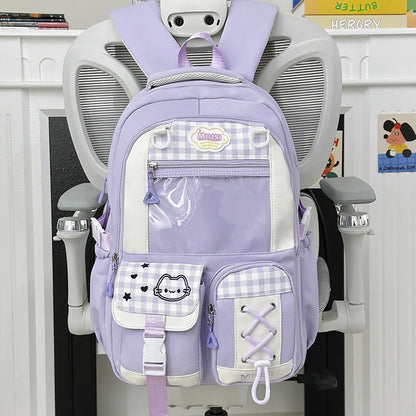 Miusi Kawaii Ita Bag Backpack with Clear PVC Display Window — Cute School Backpack for Anime & K-Pop Fans