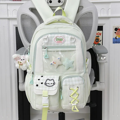 Miusi Kawaii Ita Bag Backpack with Clear PVC Display Window — Cute School Backpack for Anime & K-Pop Fans