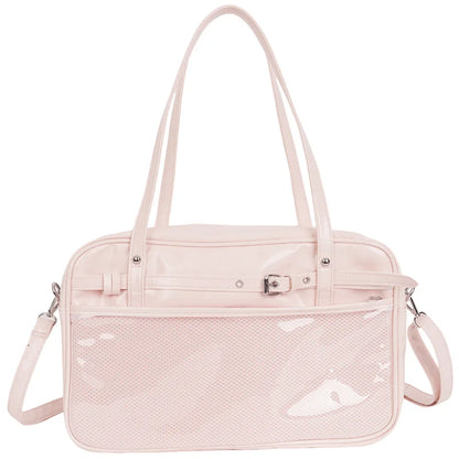 Large Metallic Ita Bag Tote — Full Clear Window Display for Anime Pins & Convention Merch