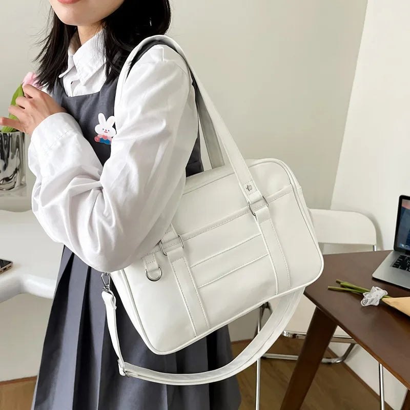 Basic JK PU Leather Shoulder Bag Soft Crossbody School Tote Handbags - Ita Bag Lover