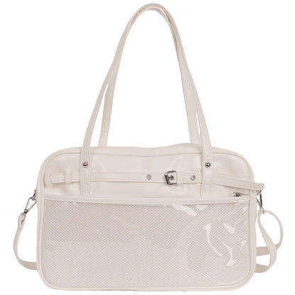Large Metallic Ita Bag Tote — Full Clear Window Display for Anime Pins & Convention Merch