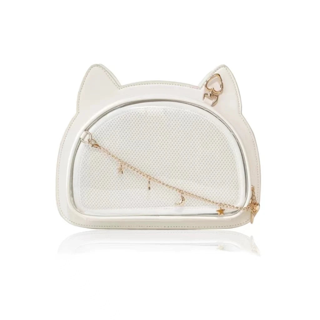 Cat-Shaped Ita Bag with Clear Display Window | Transparent Character Display Crossbody