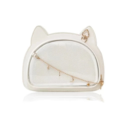 Cat-Shaped Ita Bag with Clear Display Window | Transparent Character Display Crossbody