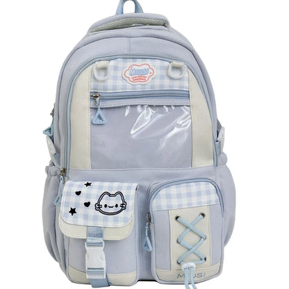 Miusi Kawaii Ita Bag Backpack with Clear PVC Display Window — Cute School Backpack for Anime & K-Pop Fans