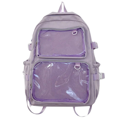 Large Kawaii Ita Bag Backpack — Dual Clear Window Display for Pins, Plushies & Anime Merch