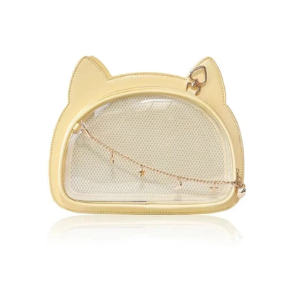 Cat-Shaped Ita Bag with Clear Display Window | Transparent Character Display Crossbody