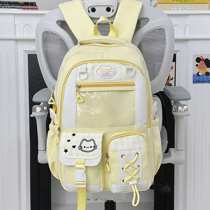 Miusi Kawaii Ita Bag Backpack with Clear PVC Display Window — Cute School Backpack for Anime & K-Pop Fans