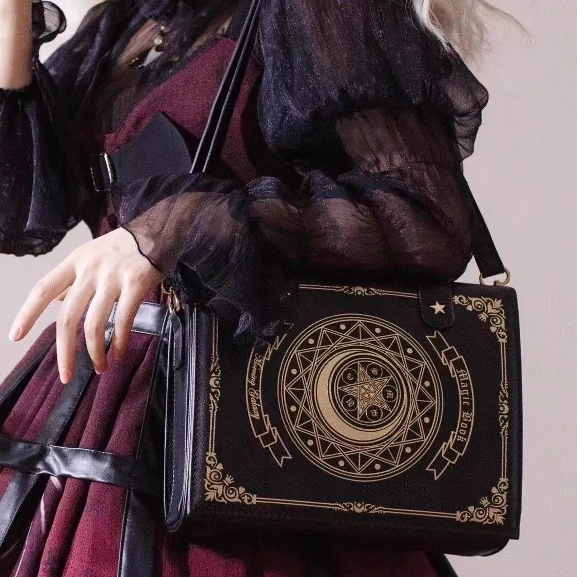 Magic Circle Grimoire Book Ita Bag | Transparent Window Display Crossbody Bag