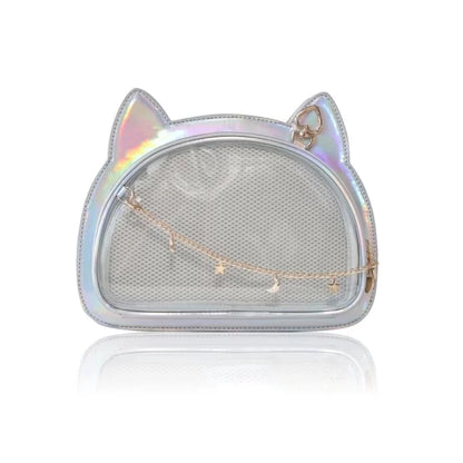 Cat-Shaped Ita Bag with Clear Display Window | Transparent Character Display Crossbody