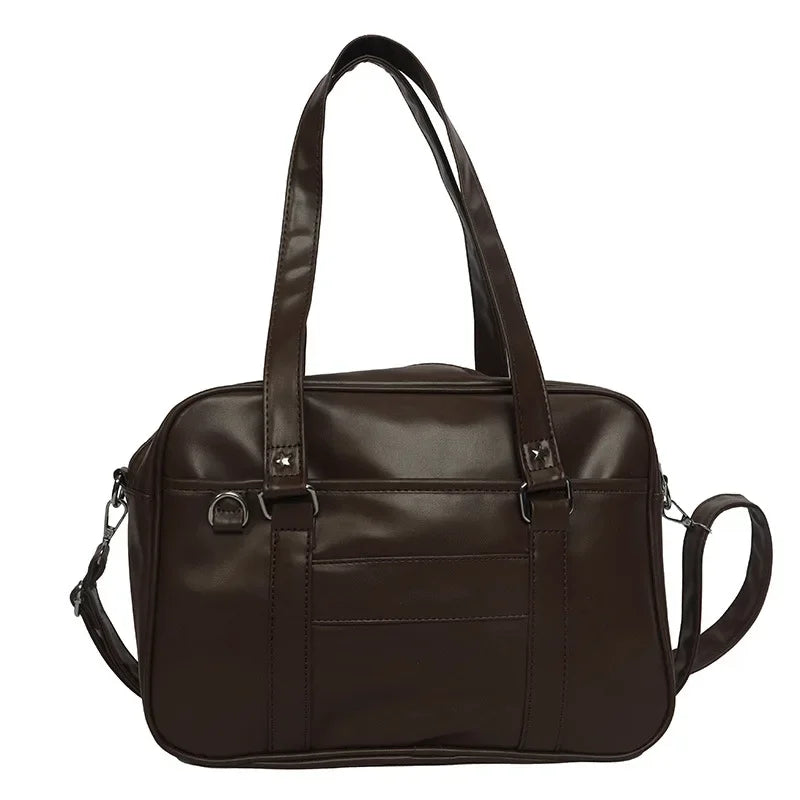 Basic JK PU Leather Shoulder Bag Soft Crossbody School Tote Handbags - Ita Bag Lover