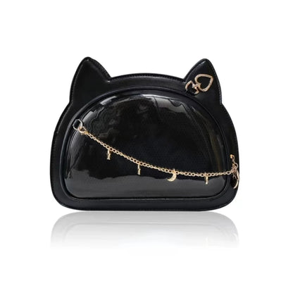 Cat-Shaped Ita Bag with Clear Display Window | Transparent Character Display Crossbody