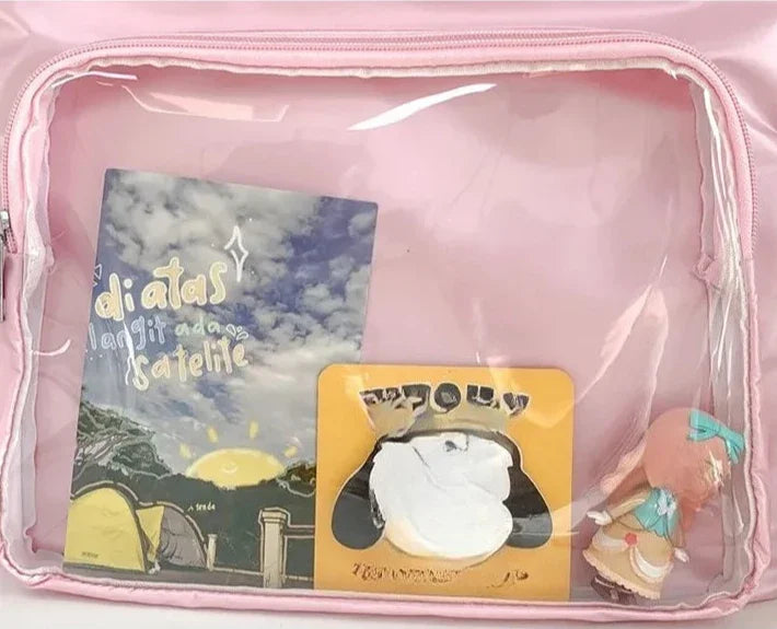 Lolita Glossy Surface Ita Bag Ribbon Bows Big Shoulder Handbags With Display Plate - Ita Bag Lover
