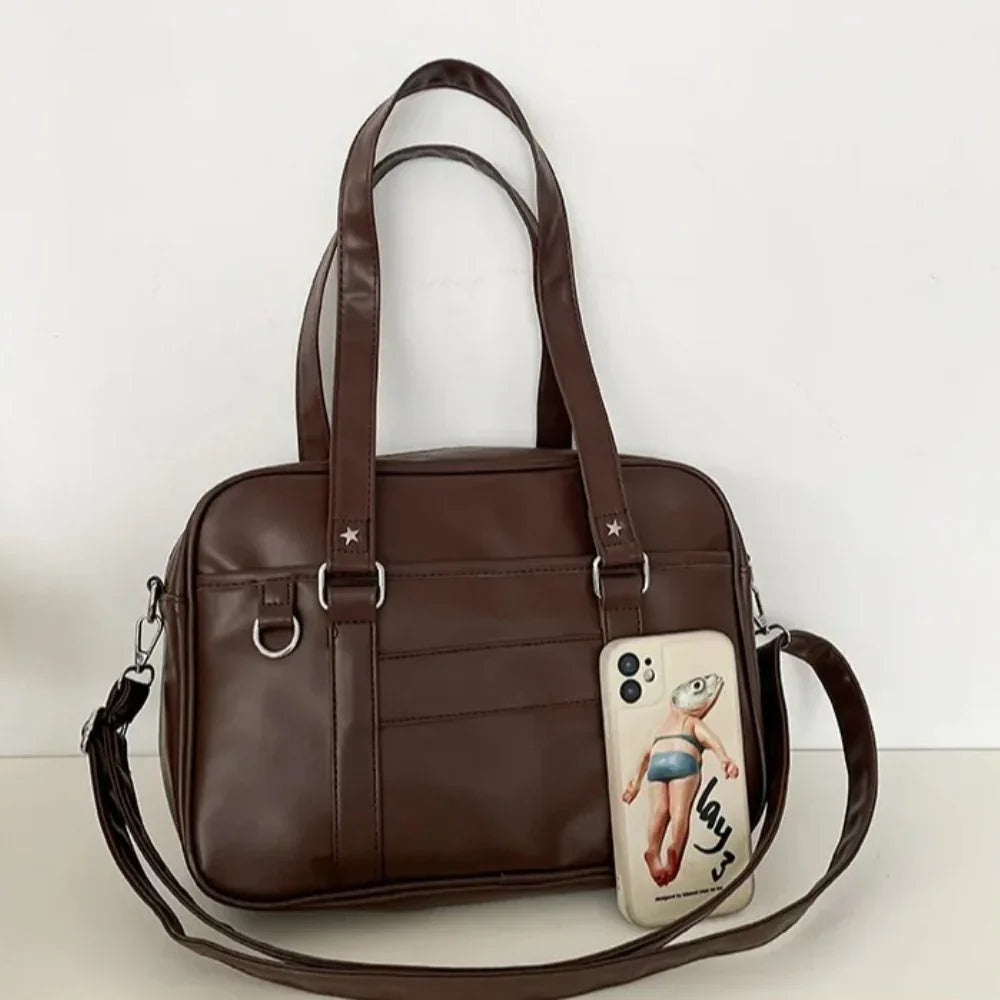 Basic JK PU Leather Shoulder Bag Soft Crossbody School Tote Handbags - Ita Bag Lover
