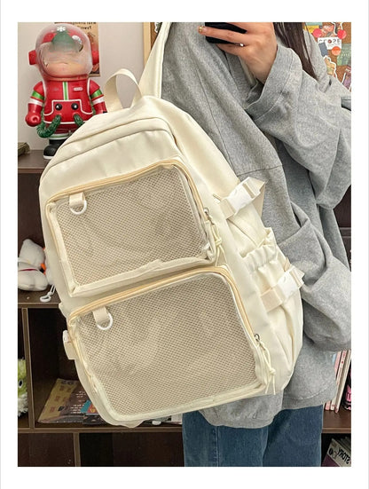Large Kawaii Ita Bag Backpack — Dual Clear Window Display for Pins, Plushies & Anime Merch