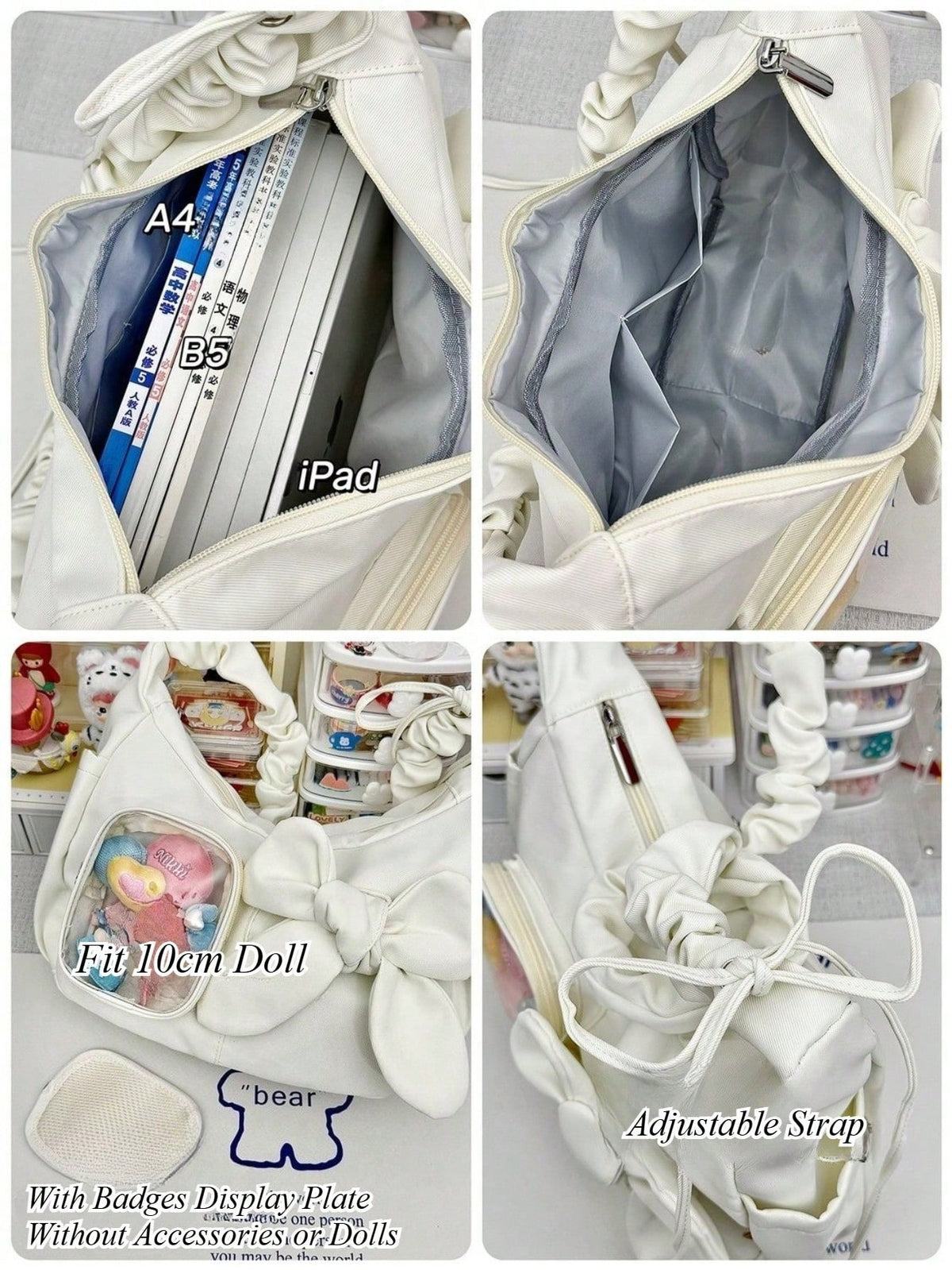 Interior detail showing A4 capacity, pockets, and badge insert