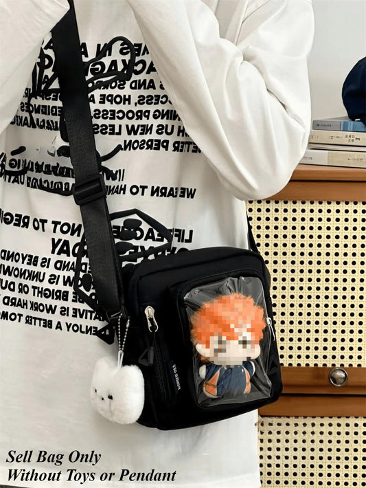 ミニイタバッグ レディース 韓国風 カジュアル クロスボディバッグ 透明ポケット スモールショルダーバッグ 財布と携帯用イタバッグ Y2K DIYバッグ