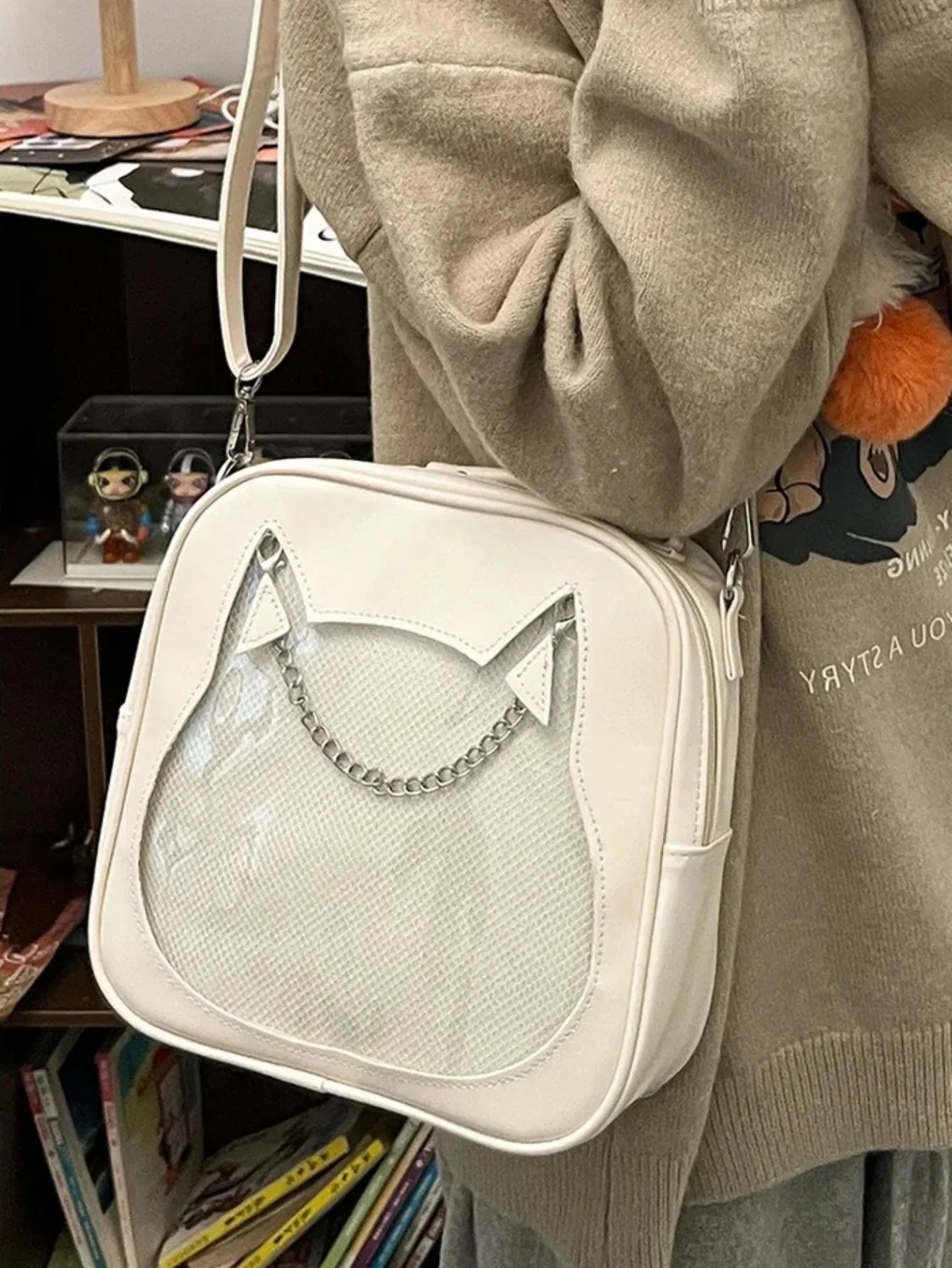 3Ways Japanese Kawaii Itabag Women PU Leather Transparent Backpack Cat Shaped Handbags - Ita Bag Lover