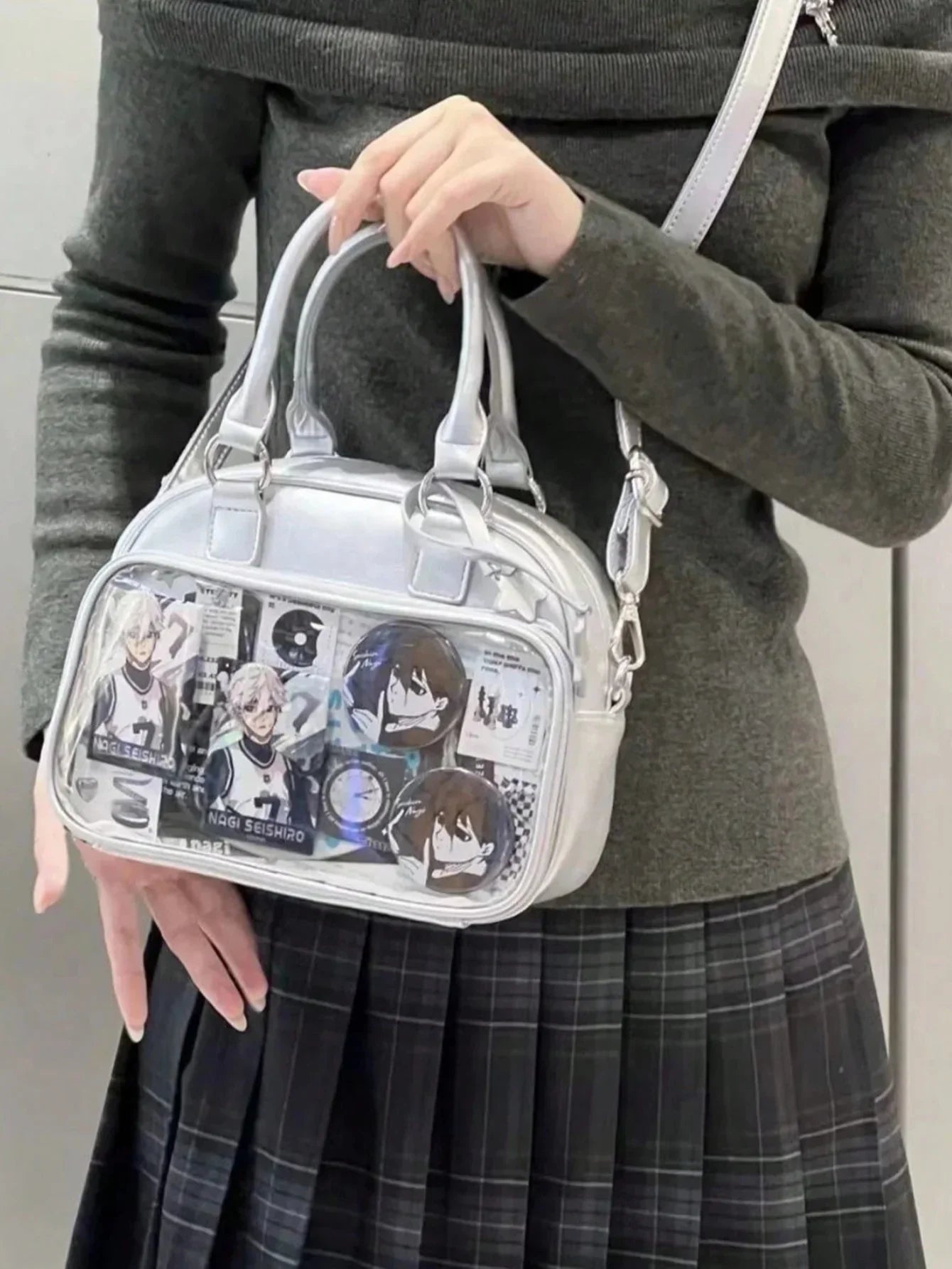 Ita Bag Crossbody Small Messenger Bag with Clear Window for Pins and Anime Merch Tote Handbag - Ita Bag Lover