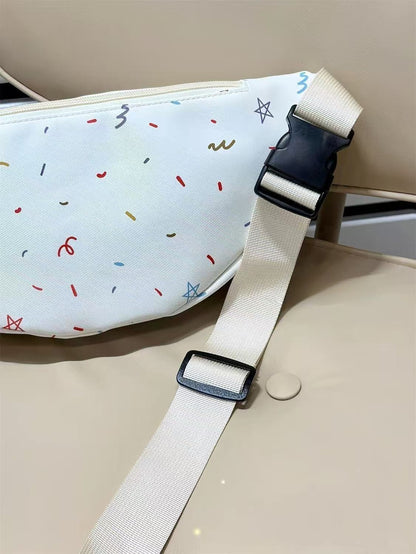 Kawaii Confetti Print Nylon Chest Bag — Women's Crossbody Sling Fanny Pack
