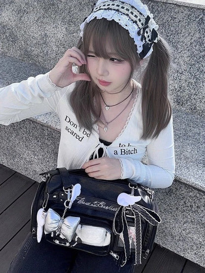 Kawaii Transparent Display Boston Bag | Large Ita Bag with 3D Pocket Window
