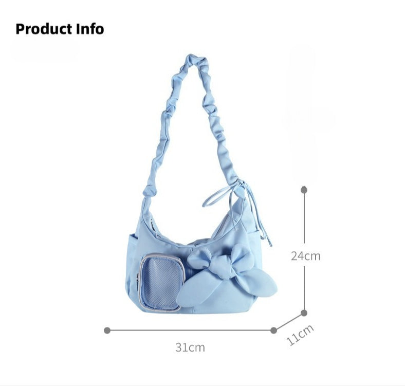 Blue ita shoulder bag with product dimensions 31×24×11cm
