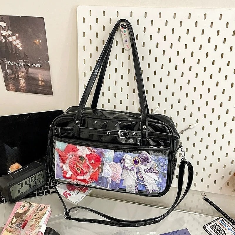black patent leather large ita bag 