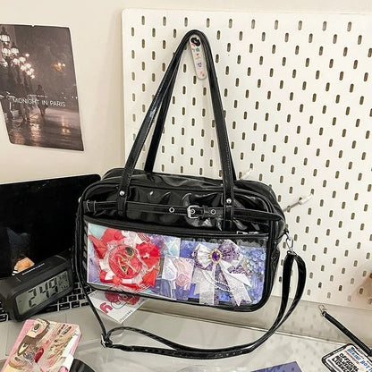 black patent leather large ita bag 